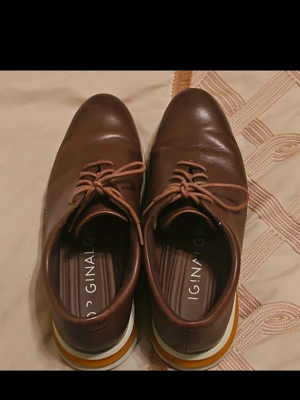 Cole Haan Brown Leather Derby Shoes with Cream Soles